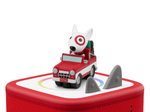 Target Bullseye on a red Toniebox 2 ready to play audio stories and songs