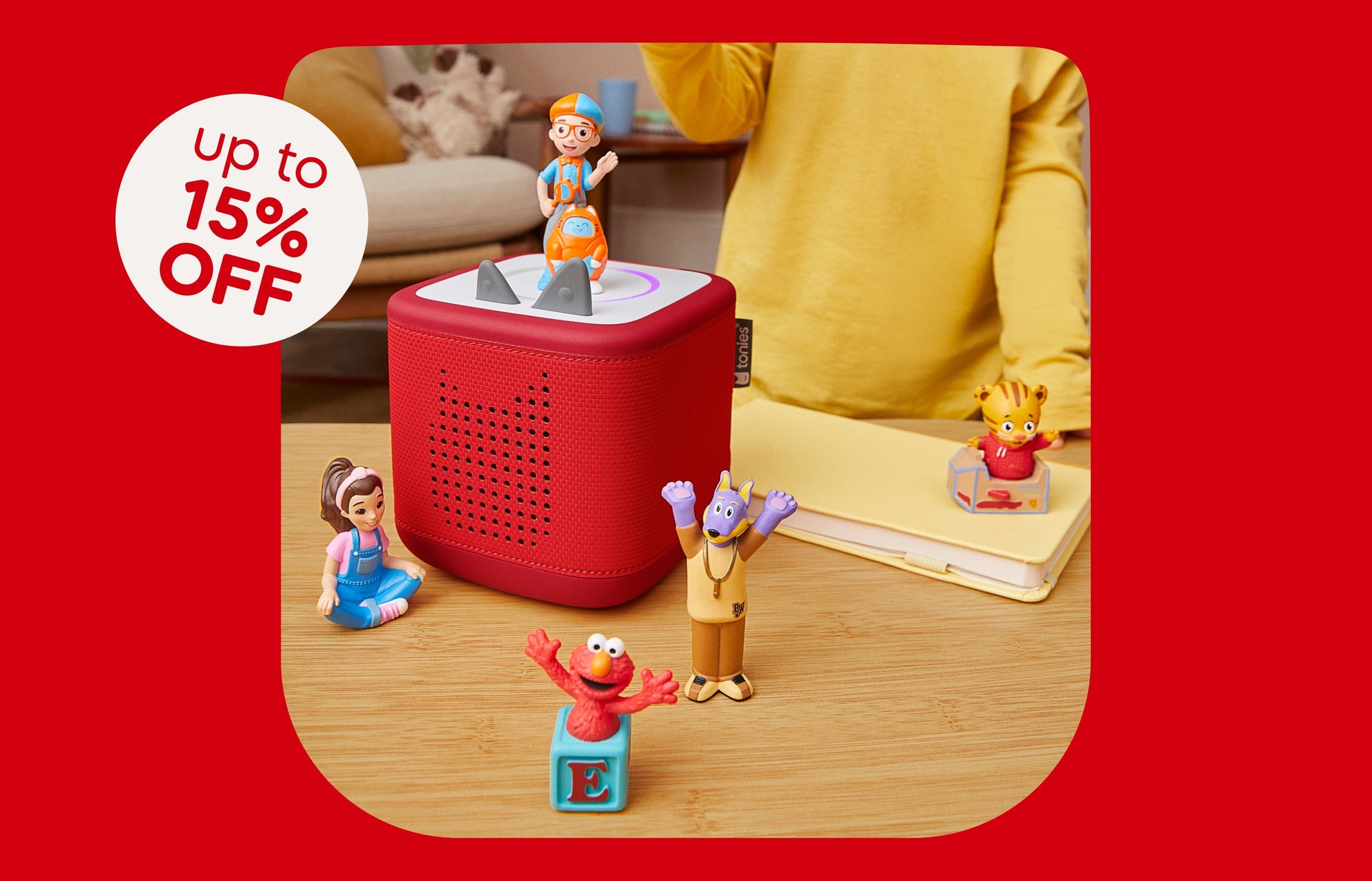 Collection of Tonies and a red Toniebox 2. Save up to 15% with bundling 