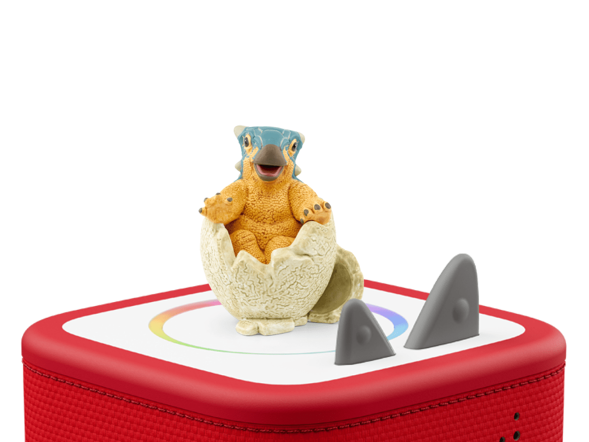 Jurassic World: Camp Cretaceous Tonie on a Red Toniebox