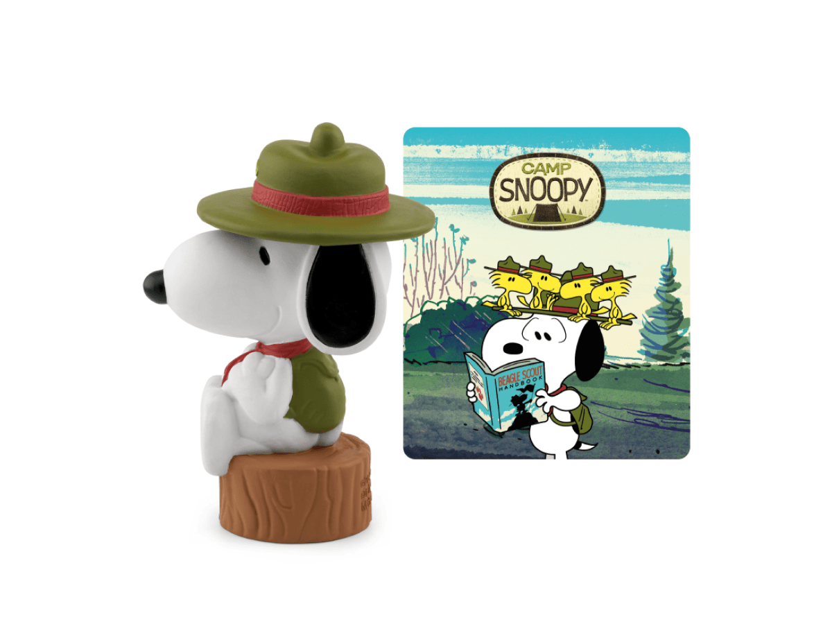 Peanuts Camp Snoopy Tonie audio figurine with content illustration