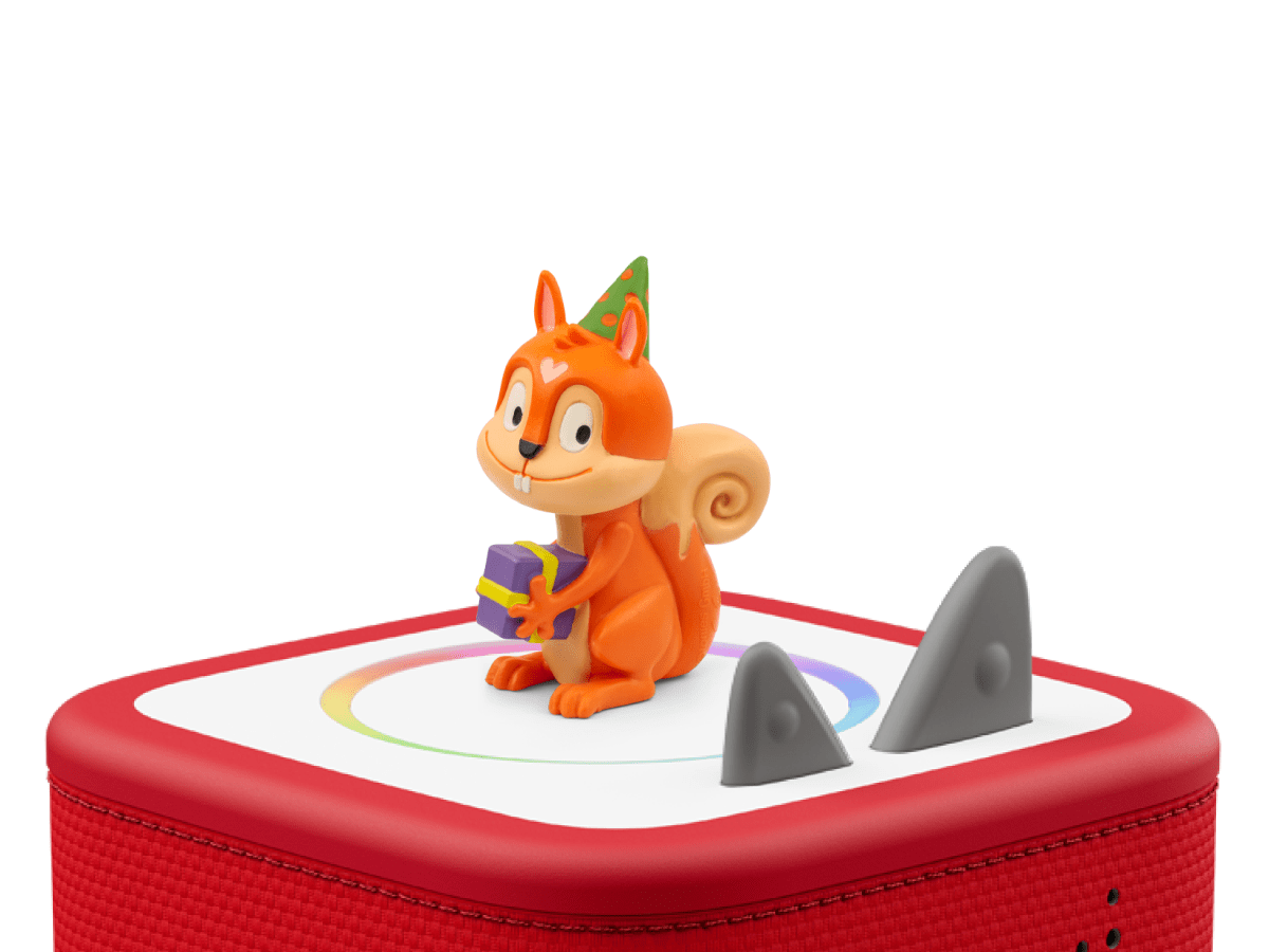 Canciones de Celebracion Tonie on a red Toniebox 2 ready to play audio stories and songs