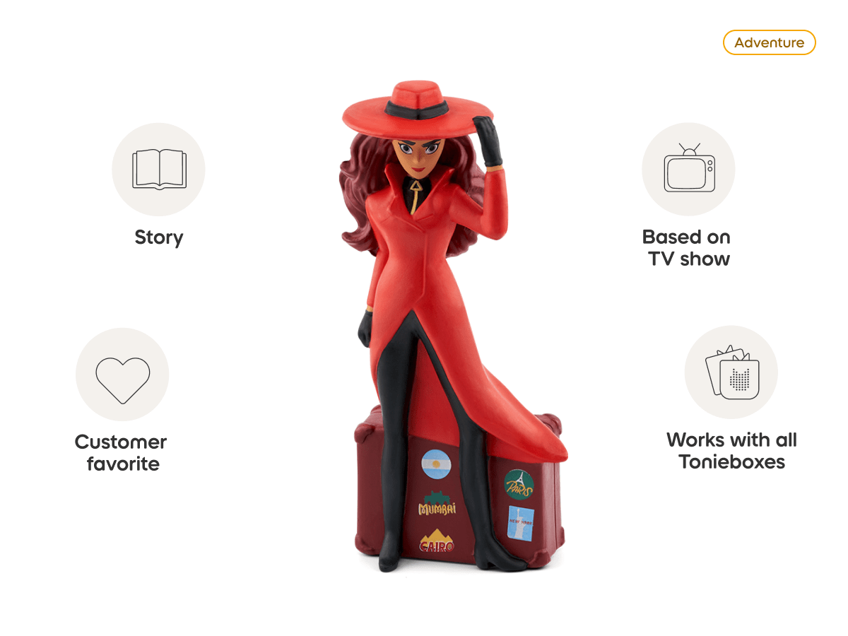 Carmen Sandiego Tonie audio figurine, inspiring audio journeys and imaginative play