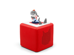 Full view of a Clark the Shark Tonie on a red Toniebox