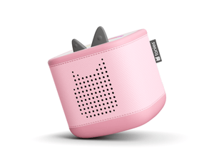 Tilted view of cloud pink Toniebox 2 an audio player for kids, used with Tonie audio figurines and Tonieplay games