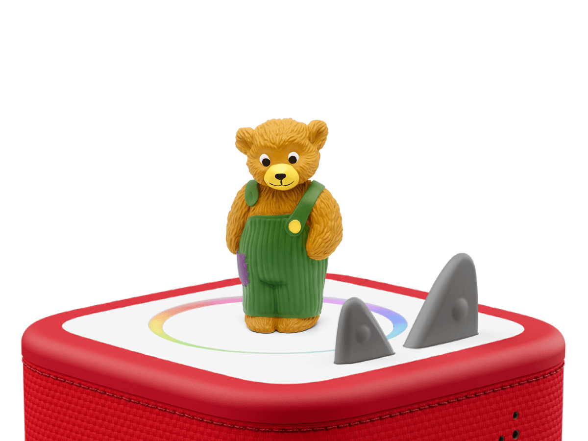 Corduroy Tonie on a Red Toniebox