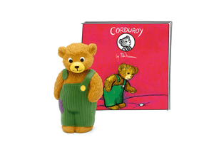 Corduroy Tonie with a branded content card