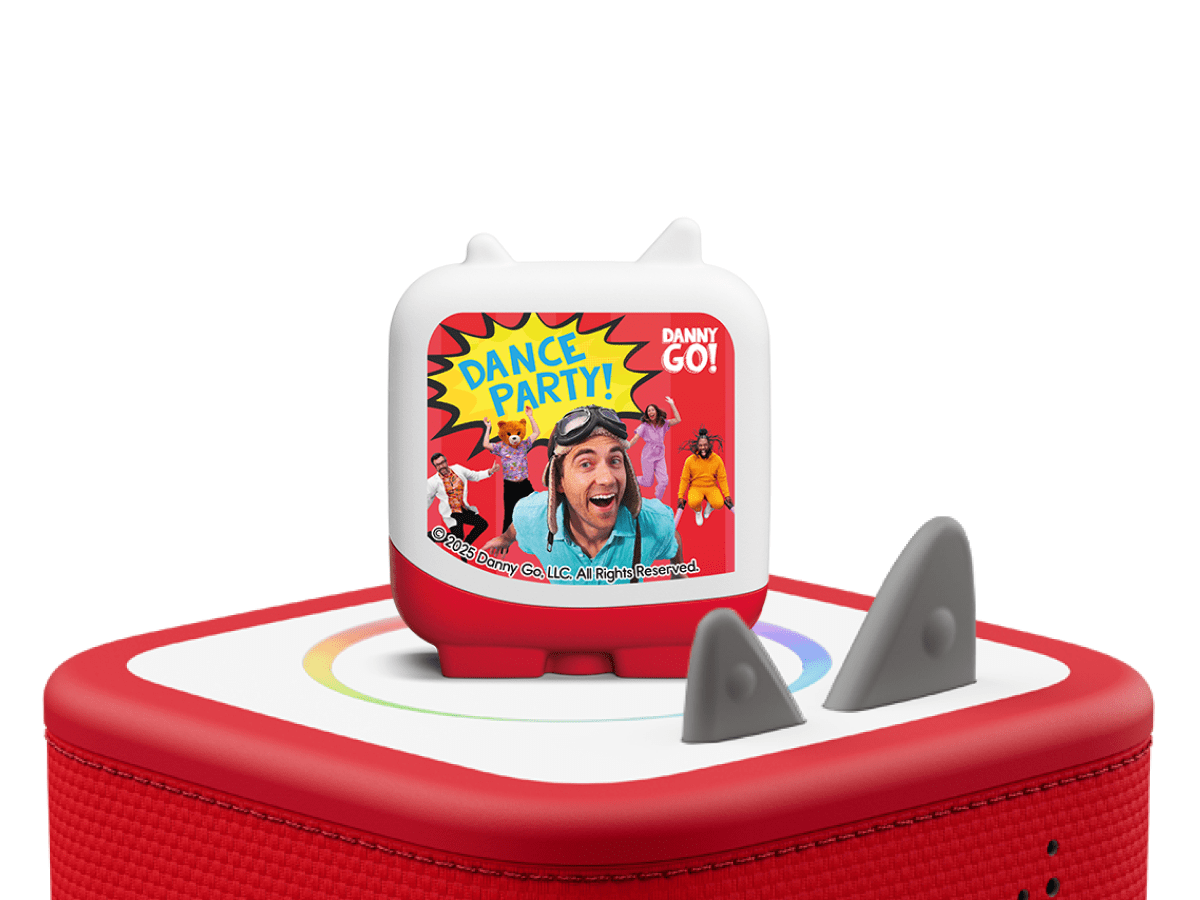 Danny Go! Adventure Beats  on a red Toniebox 2 ready to play audio stories and songs