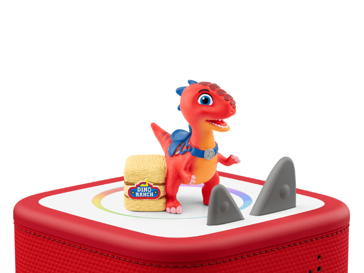 Dino Ranch Tonie on a Red Toniebox