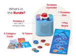 What’s in the bundle? blue Toniebox 2, tonieplay controller, disney tonieplay game and USC-C charging cable