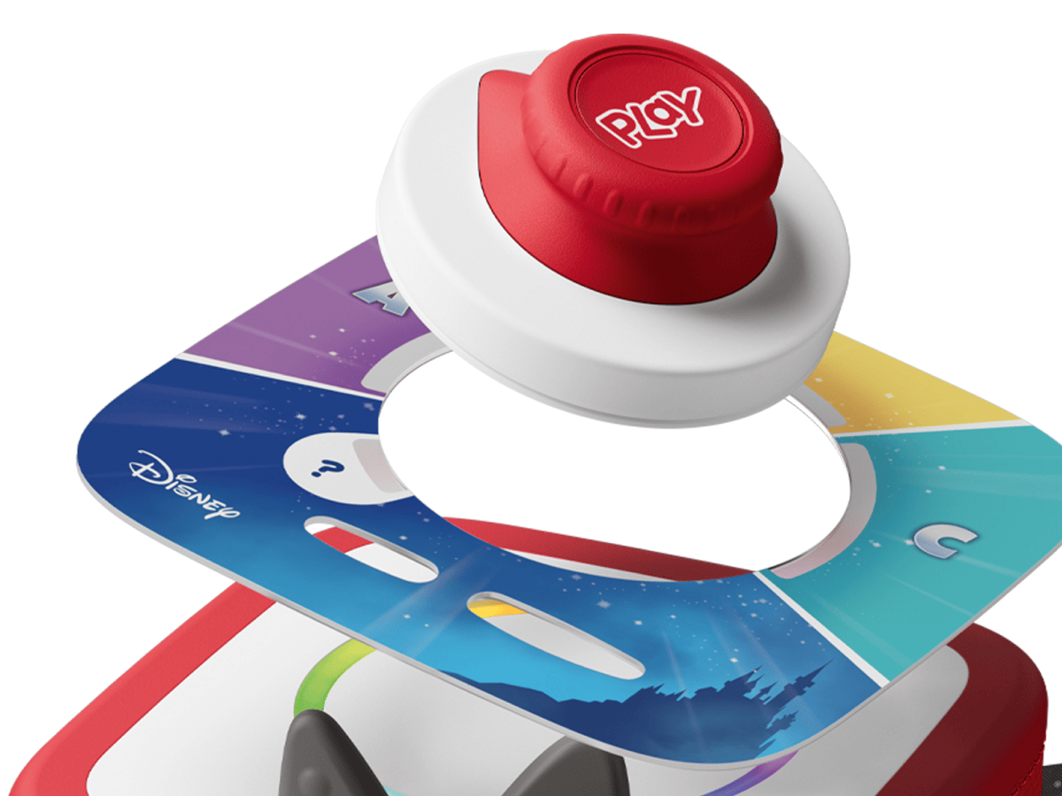 Tonieplay Set: Disney Quiz Kingdom + Tonieplay Controller on a red toniebox 2