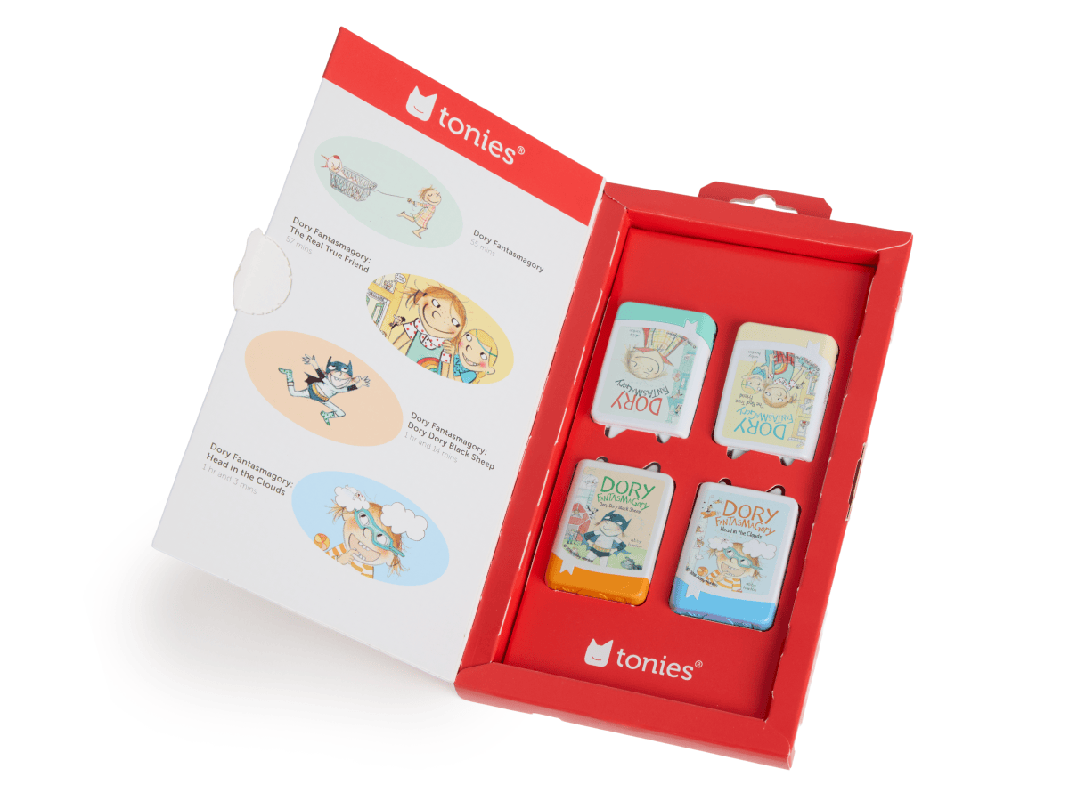 Inside view of Dory Fantasmagory Audiobook Tonies - 4 Pack Packaging