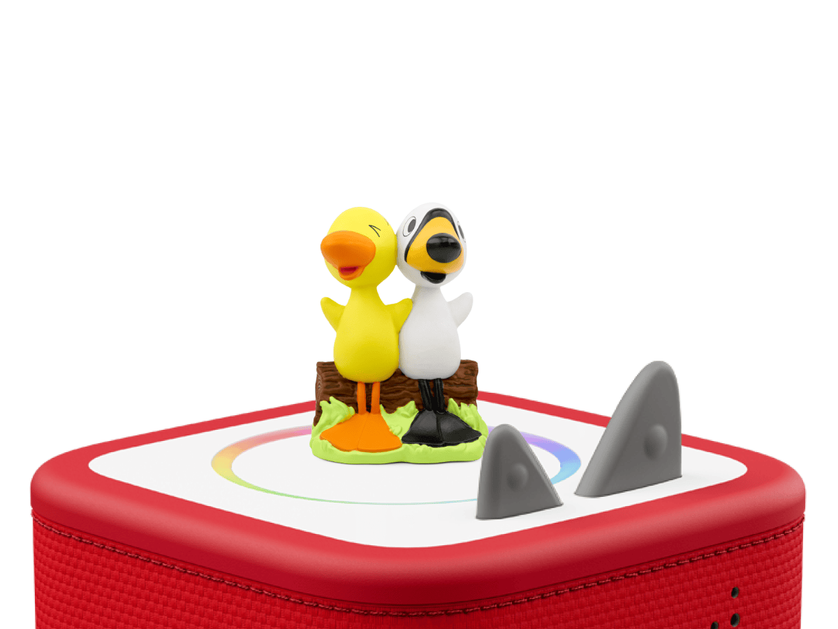 Duck & Goose Tonie on a red Toniebox 2 ready to play audio stories and songs