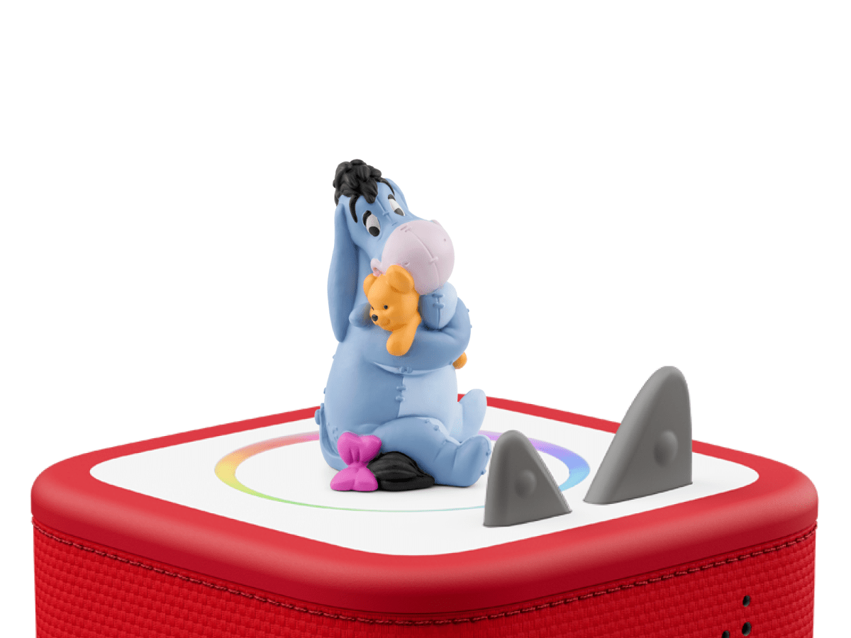 Disney Eeyore Tonie on a red Toniebox 2 ready to play audio stories and songs