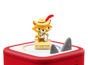 El Gato Con Botas & Otros Cuentos Clásicos Tonie (en Español) on a red Toniebox 2 ready to play audio stories and songs