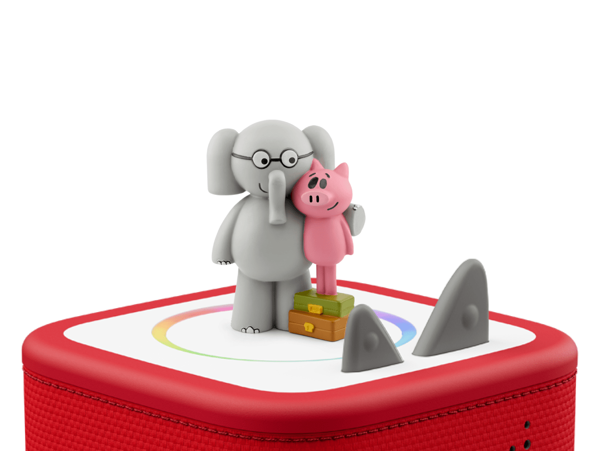 Elephant & Piggie on a red Toniebox 2 ready to play audio stories and songs
