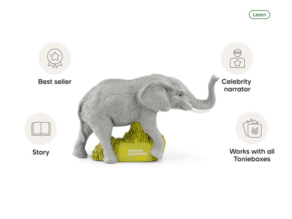 National Geographic Kids- Elephant Tonie audio figurine, inspiring audio journeys and imaginative play
