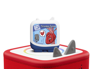 Every Body's Talkin' 2 Pocket Tonies on a red Toniebox 2 ready to play audio stories and songs curated for kids