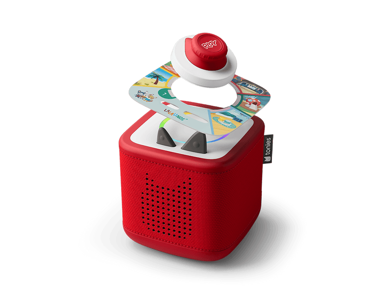 Lalalinos Find the Photo Tonieplay disc and a red toniebox 2 audio player for kids