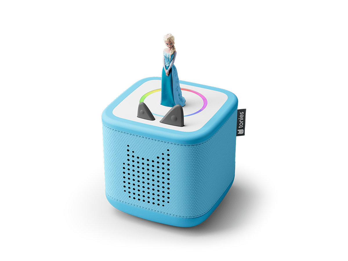 Blue Toniebox 2, an audio player for kids with Elsa audio figurine