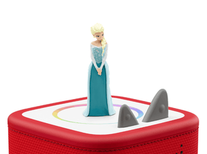 Disney Frozen: Una Aventura Congelada Tonie (en Español) on a red Toniebox 2 ready to play audio stories and songs