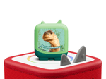 dinosaurs clever tonies on a red Toniebox 2 ready to play audio stories and songs