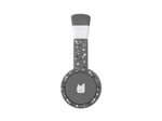 Side view of the gray wired headphones for kids with pulsating light illuminated