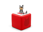 Full view of a Gray with Medium Hue Creative-Tonie on a red Toniebox