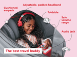 Red Headphones for Kids with information doodles