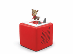 Full view of a Holiday Songs Reindeer Tonie on a red Toniebox