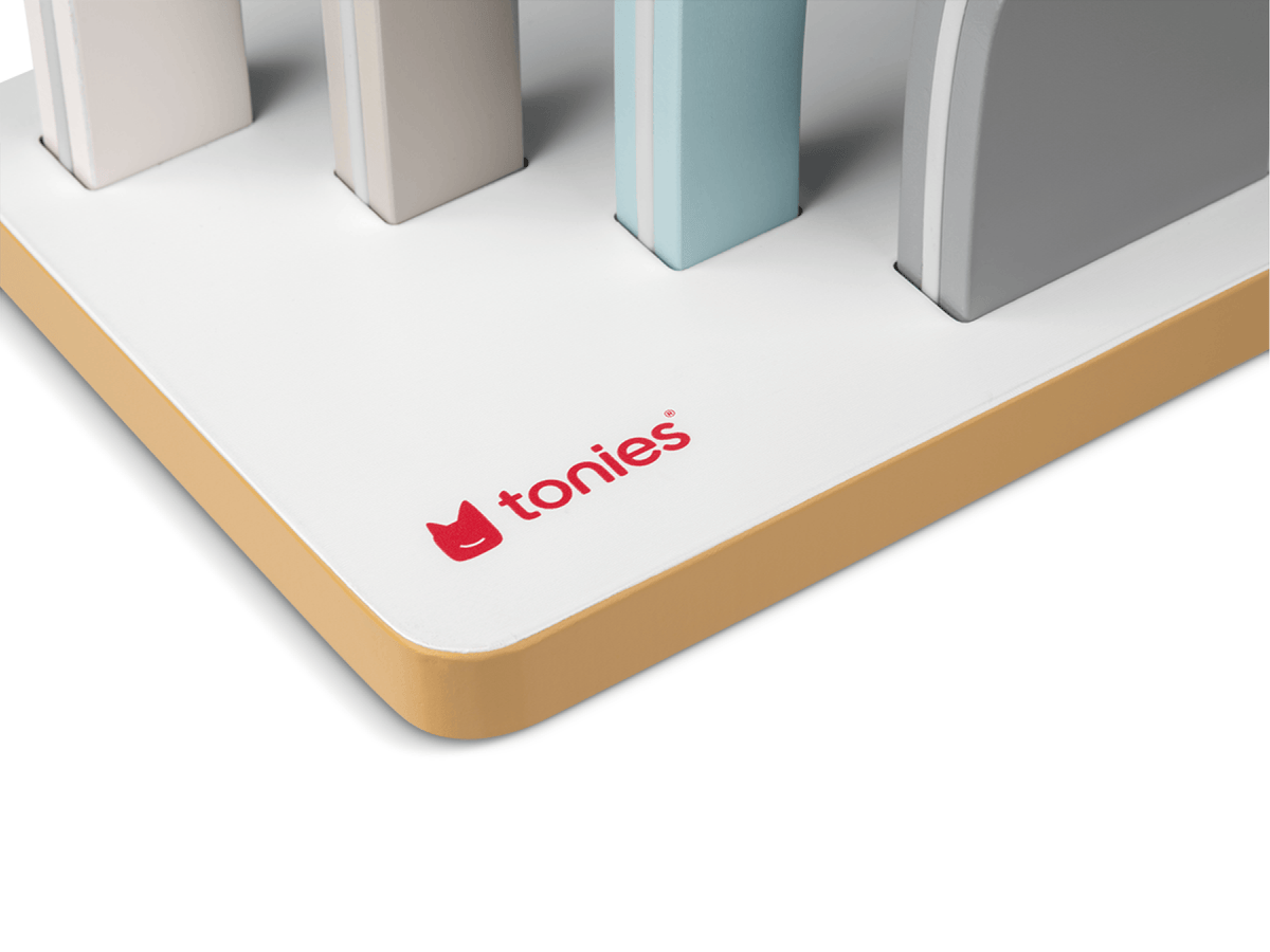 Large House Tabletop Shelf zoomed in with tonies logo