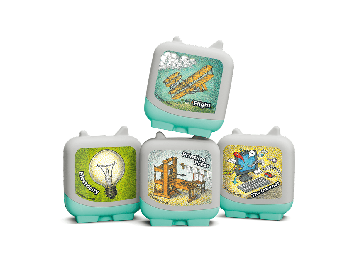 Inventions and Innovation Clever Tonies - 4 Pack stacked together displaying the full set available