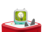 Inventions and Innovation on a red Toniebox 2 ready to play audio stories and songs