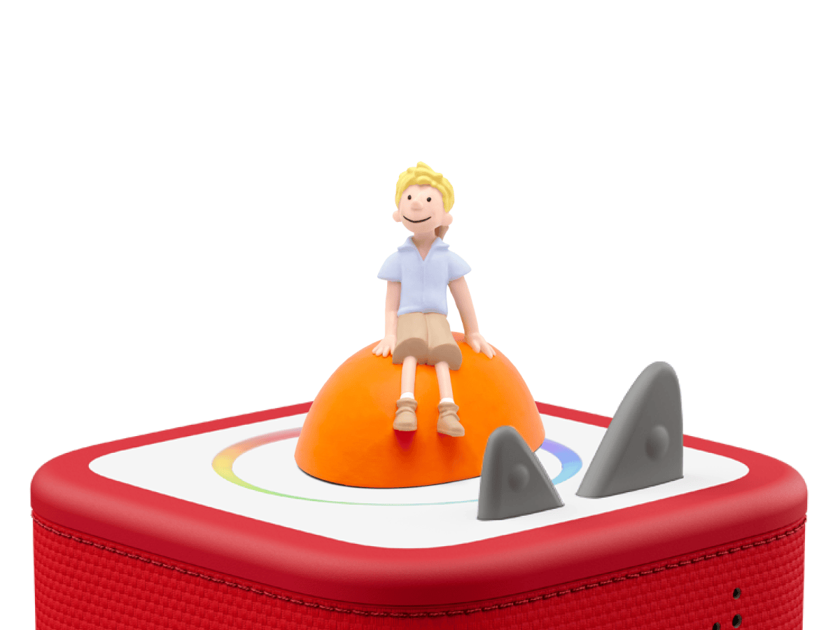 Roald Dahl: James & the Giant Peach Tonie on a red Toniebox 2 ready to play audio stories and songs