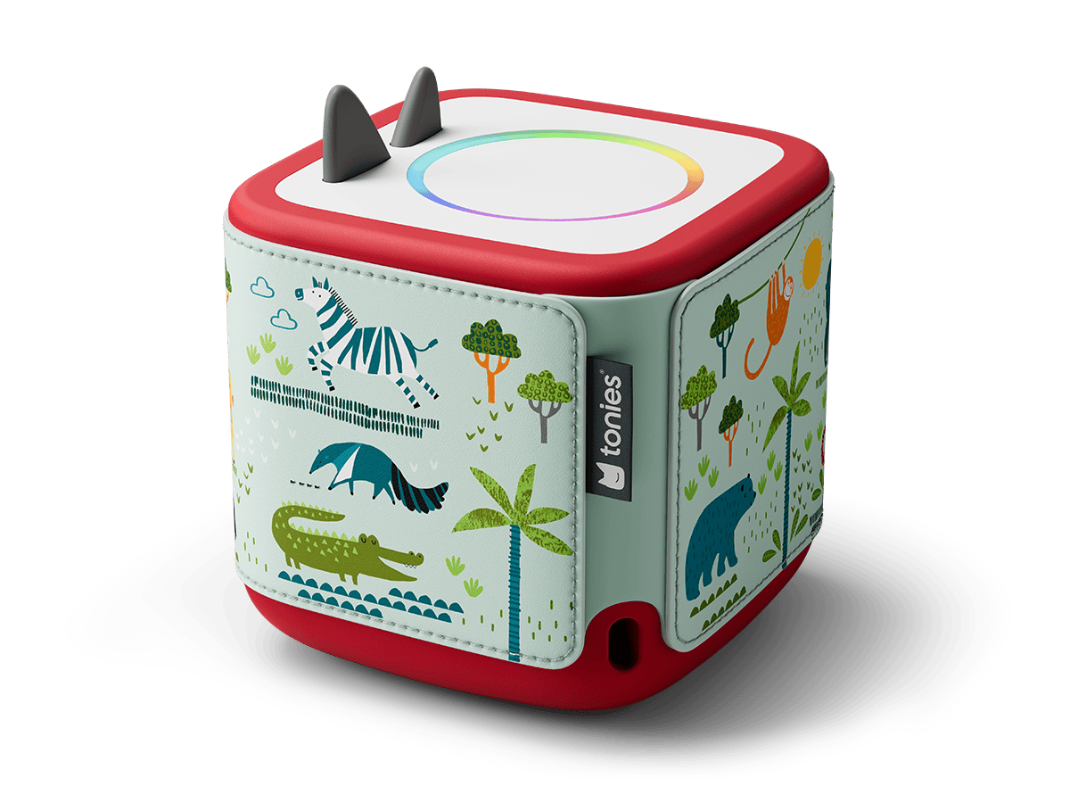 Side view of Toniebox 2 with jungle on it