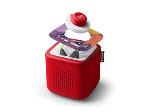 Tonieplay-The Junior Detectives Case of the Missing Genius Disc on red Toniebox 2 an audio player for kids