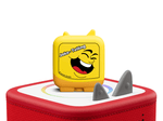 kid comedy clever tonies on a red Toniebox 2 ready to play audio stories and songs