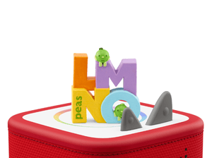 LMNO Peas Tonie on a Red Toniebox