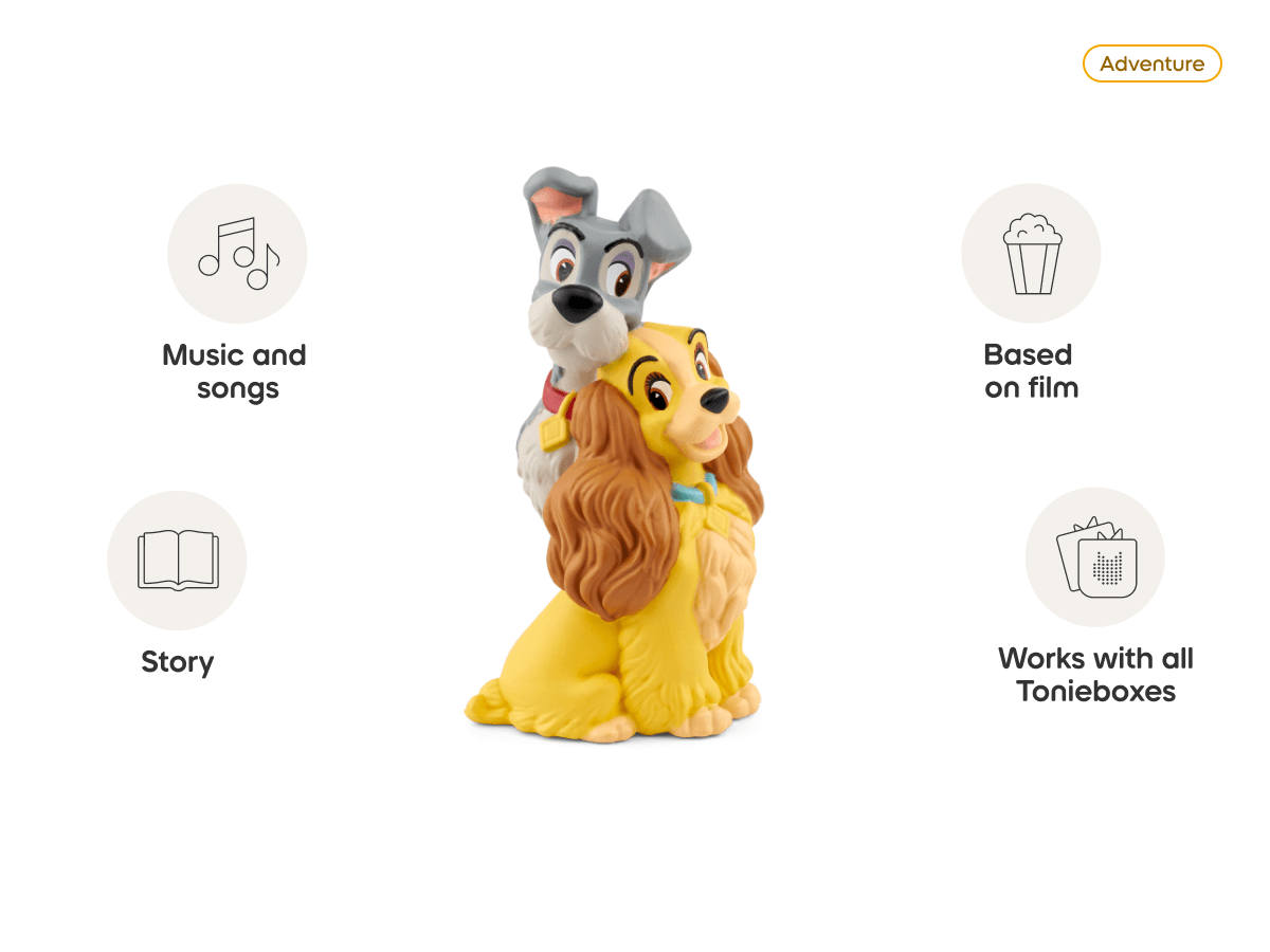 Disney Lady and the Tramp Tonie audio figurine, inspiring audio journeys and imaginative play