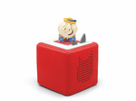 Full view of a Let's Go Luna Tonie on a red Toniebox