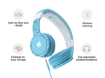 blue wired headphones for kids are easy to use and comfy to wear