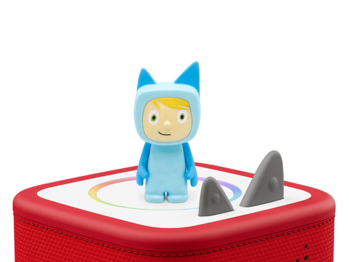 Light Blue with Light Hue Creative-Tonie on a Red Toniebox