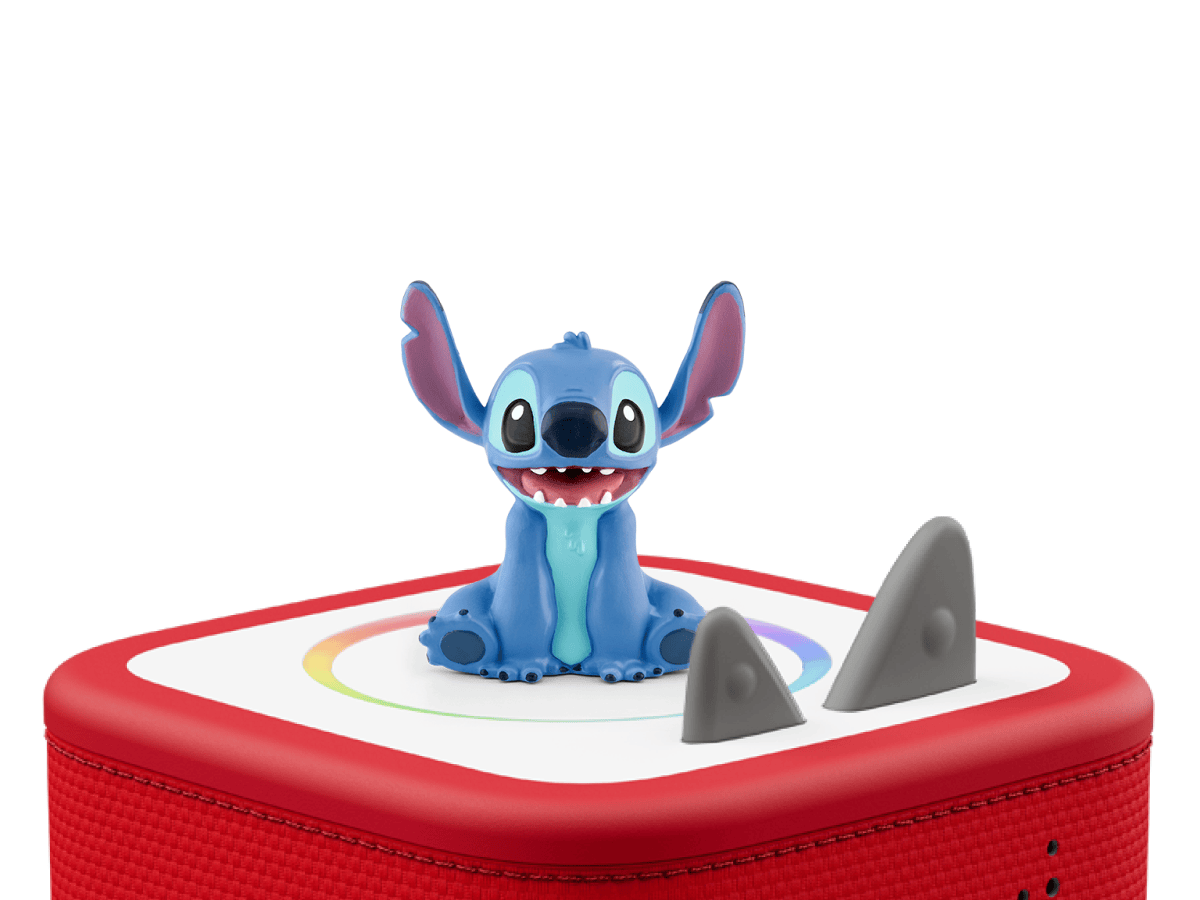 Disney Lilo & Stitch Tonie on a red Toniebox 2 ready to play audio stories and songs
