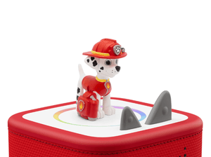 Marshall Tonie on a red Toniebox 2 ready to play audio stories and songs