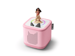 pink Toniebox 2, an audio player for kids with moana audio figurine