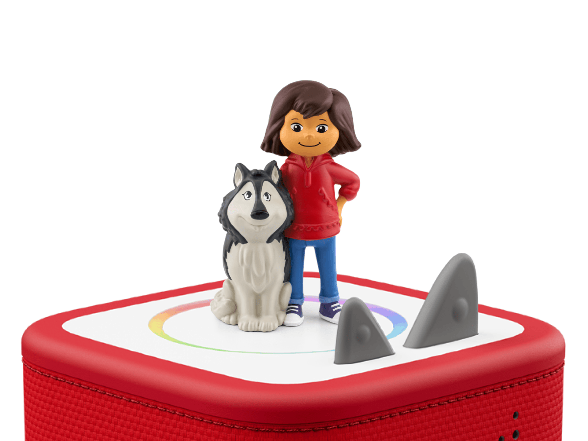 Molly of Denali Tonie on a red Toniebox 2 ready to play audio stories and songs