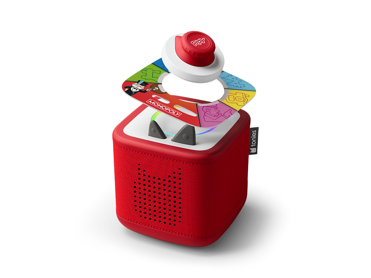 Tonieplay Monopoly Real Estate Rush Disc on red Toniebox 2 an audio player for kids