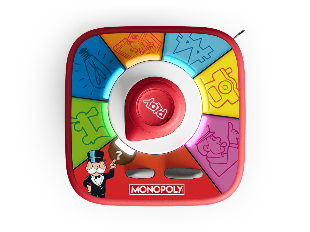 Top view of Tonieplay Monopoly Real Estate Rush disc and tonieplay controller