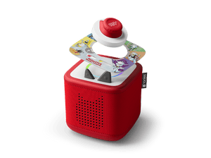 Monster Talent Search ToniePlay Game on a red toniebox 2 audio player for kids