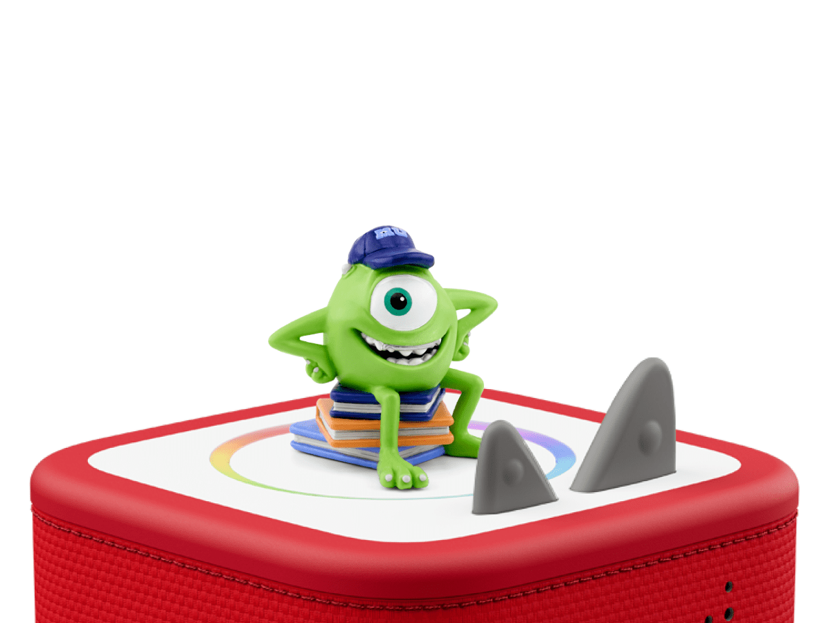 Monsters University on a red Toniebox 2 ready to play audio stories and songs