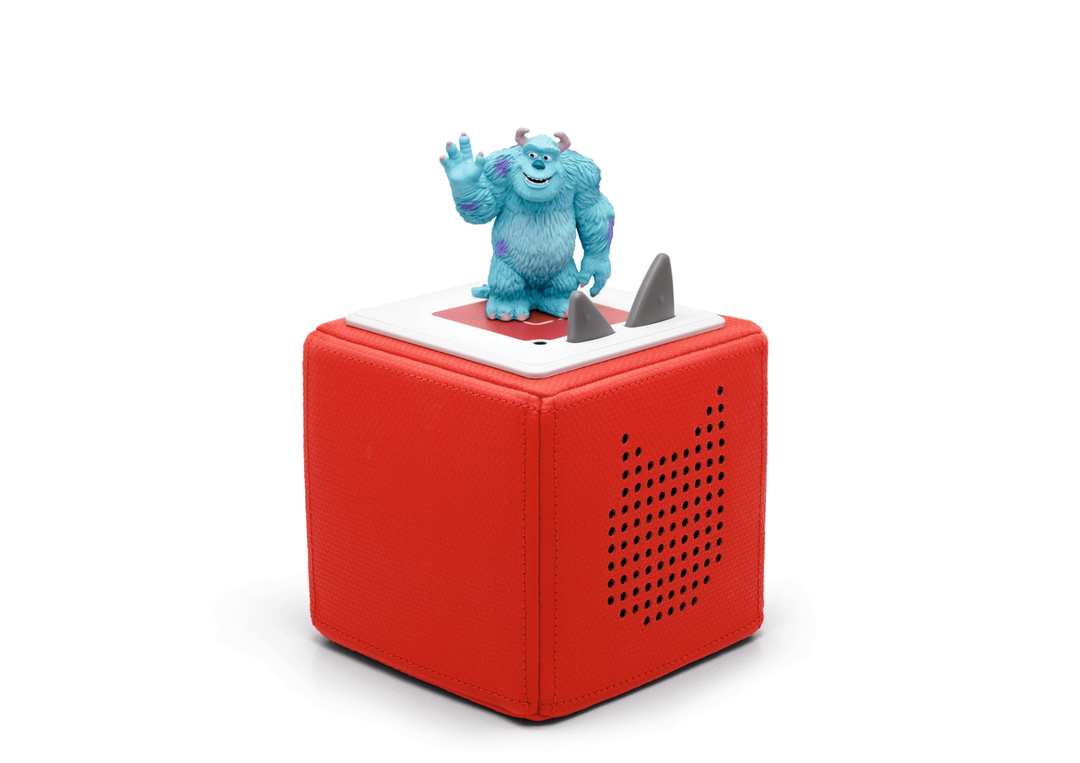 Full view of a Disney & Pixar Monsters, Inc. Tonie on a red Toniebox